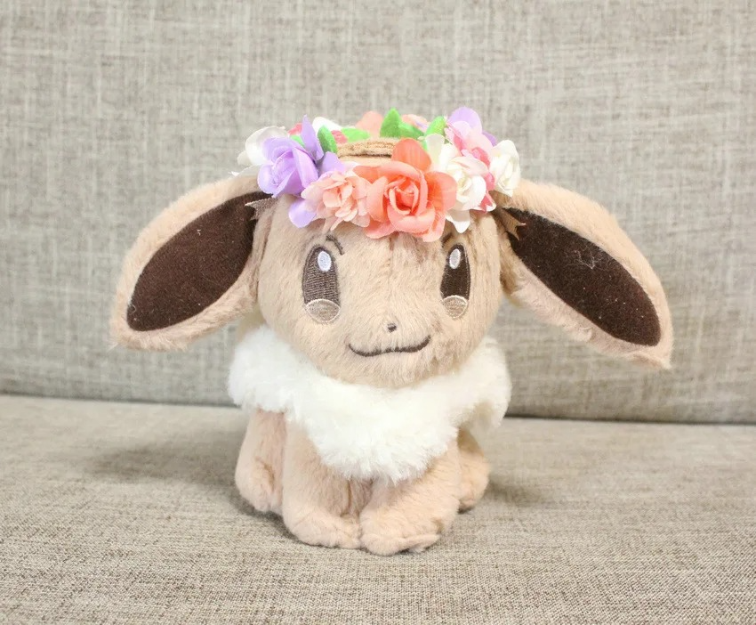 18cm Anime Pokemon Easter Flower Wreath Eevee Collectible Cartoon Decor Doll Children Surprise Birthday Xmas Gifts Charm Toys