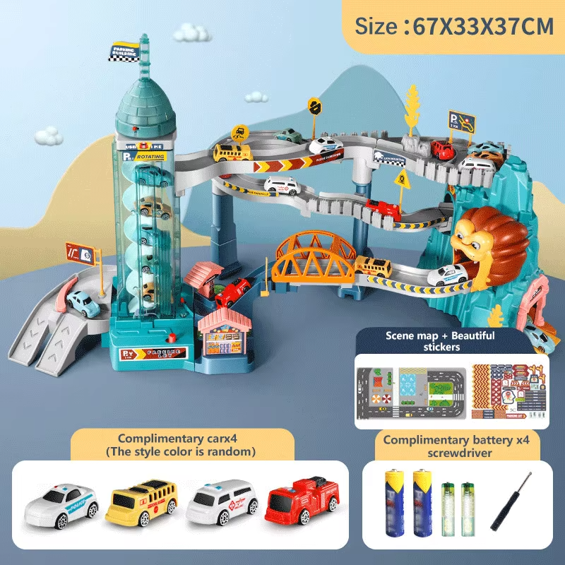KBDFA Lion Theme Car Track For Children Diecasts Holiday Gifts Birthday Hot Wheels Kids Educational Race Toys Racing Rail Cars
