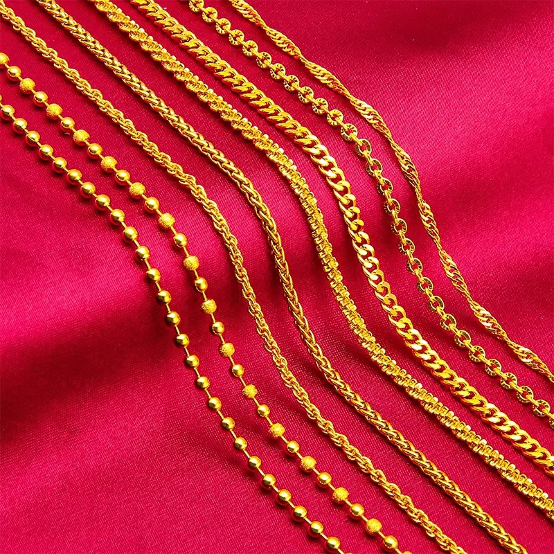 24K Gold S-Clasp Necklace | AU999 Pure Gold, iconic S-shaped clasp, shiny chain, elegant and versatile for daily wear