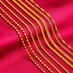 24K Gold S-Clasp Necklace | AU999 Pure Gold, iconic S-shaped clasp, shiny chain, elegant and versatile for daily wear