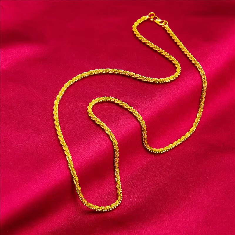 24K Gold S-Clasp Necklace | AU999 Pure Gold, iconic S-shaped clasp, shiny chain, elegant and versatile for daily wear