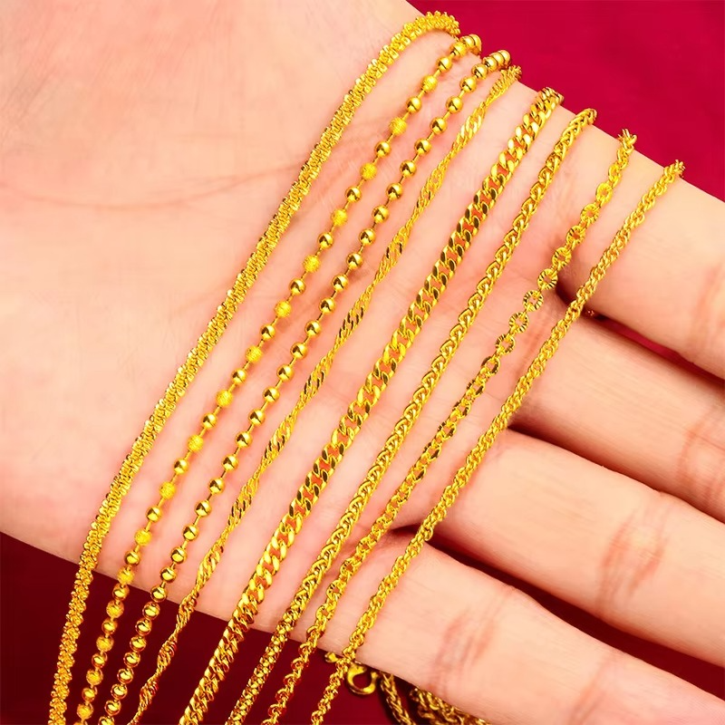 24K Gold S-Clasp Necklace | AU999 Pure Gold, iconic S-shaped clasp, shiny chain, elegant and versatile for daily wear