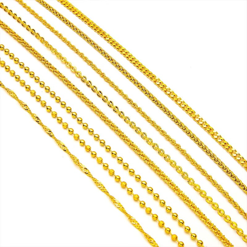 24K Gold S-Clasp Necklace | AU999 Pure Gold, iconic S-shaped clasp, shiny chain, elegant and versatile for daily wear