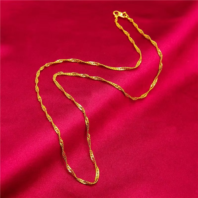 24K Gold S-Clasp Necklace | AU999 Pure Gold, iconic S-shaped clasp, shiny chain, elegant and versatile for daily wear