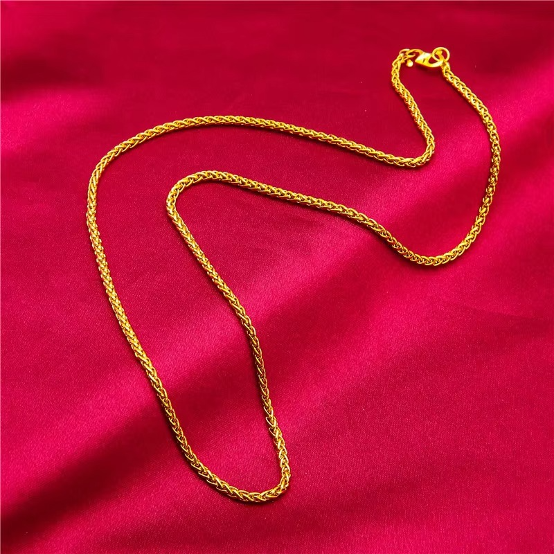 24K Gold S-Clasp Necklace | AU999 Pure Gold, iconic S-shaped clasp, shiny chain, elegant and versatile for daily wear