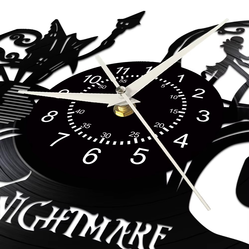 Halloween Nightmare Christmas Vinyl Record Wall Clock Retro Music Album Laser Cut Longplay Silent Quartz Clock Home Decor Watch