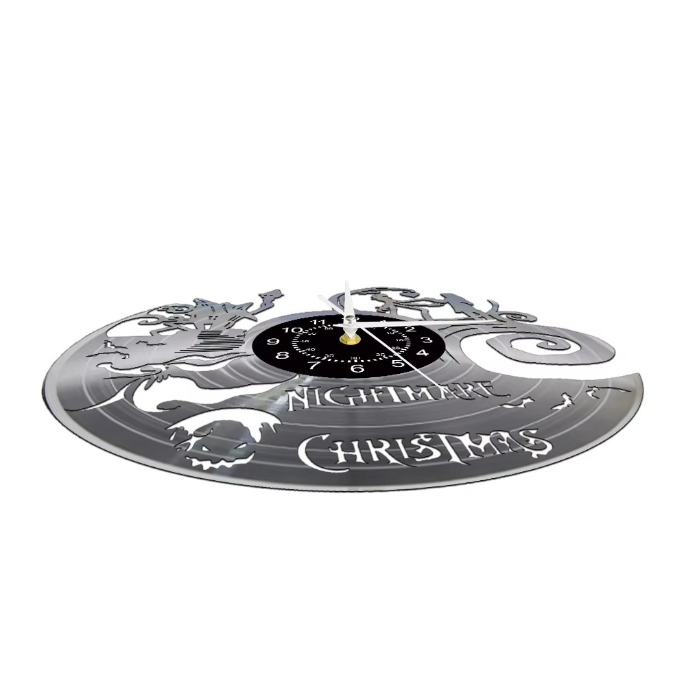 Halloween Nightmare Christmas Vinyl Record Wall Clock Retro Music Album Laser Cut Longplay Silent Quartz Clock Home Decor Watch