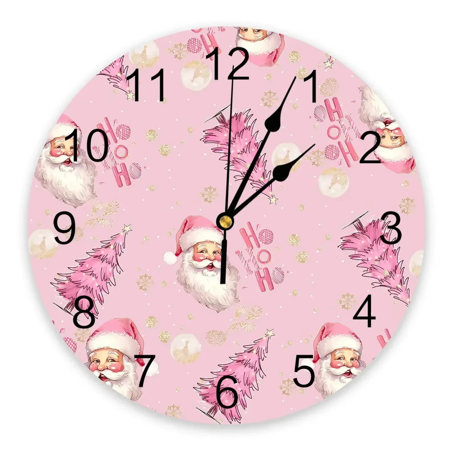 Christmas Santa Claus Snowflakes Round Wall Clock Modern Design Kitchen Hanging Watch Home Decor Silent Wall Watch