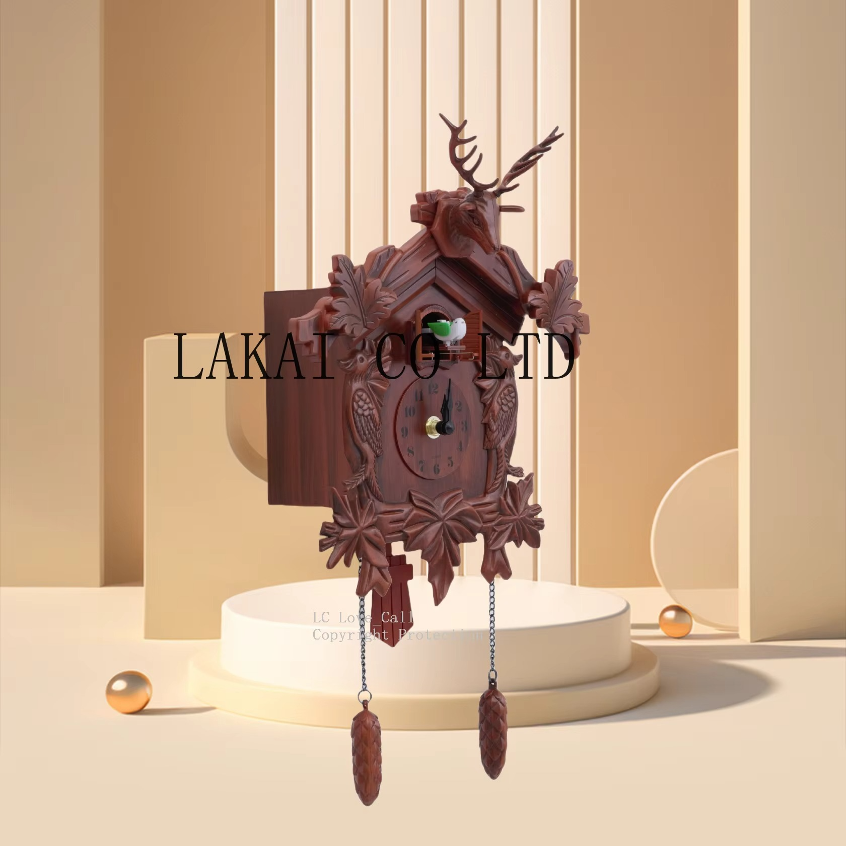 Deer Head Cuckoo Clock Singing Christmas Gift Wall Clock 14inch Alarm Clock Swing Watch Classic Wall Decor