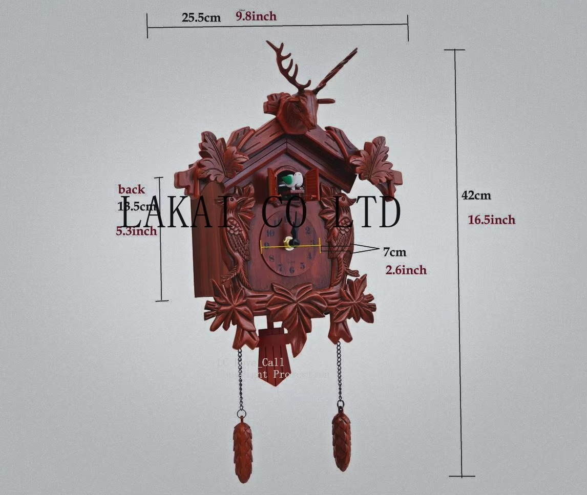 Deer Head Cuckoo Clock Singing Christmas Gift Wall Clock 14inch Alarm Clock Swing Watch Classic Wall Decor