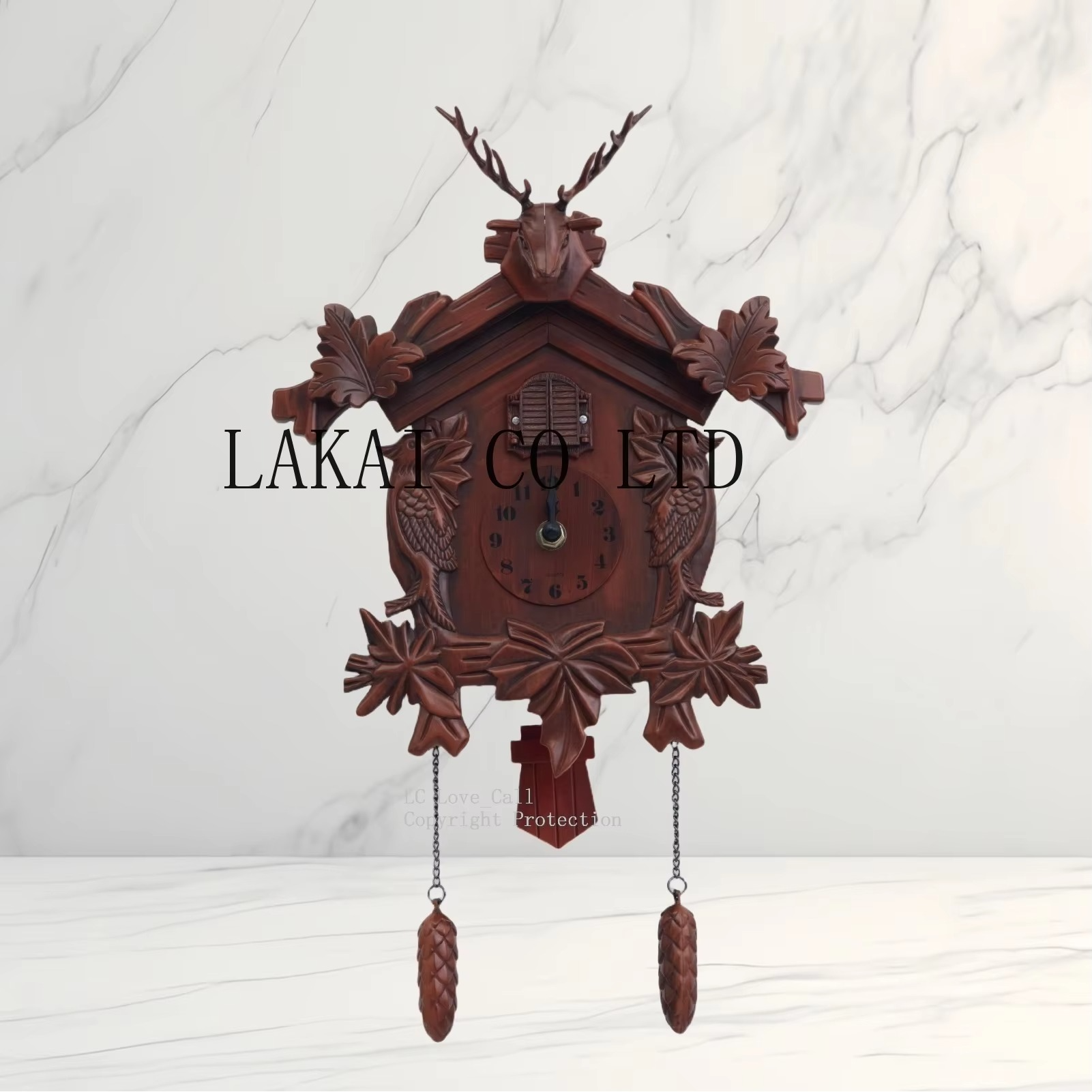 Deer Head Cuckoo Clock Singing Christmas Gift Wall Clock 14inch Alarm Clock Swing Watch Classic Wall Decor