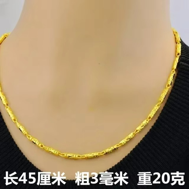 24K real gold Necklace Pendant Fashionable and Versatile 9999 Clavicle Chain AU750 Joyria Womens Neck Jewelry Free Shipping