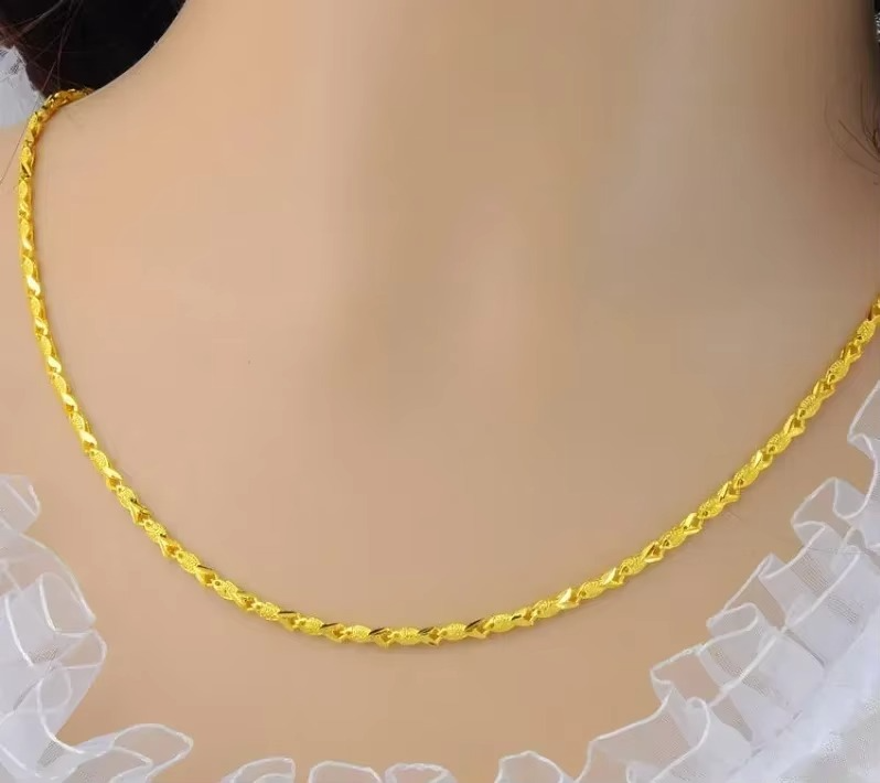 24K real gold Necklace Pendant Fashionable and Versatile 9999 Clavicle Chain AU750 Joyria Womens Neck Jewelry Free Shipping