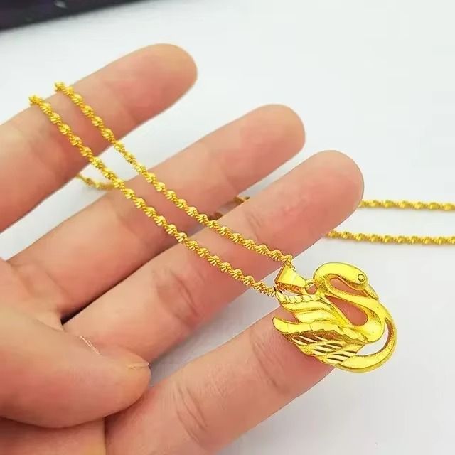 24K real gold Necklace Pendant Fashionable and Versatile 9999 Clavicle Chain AU750 Joyria Womens Neck Jewelry Free Shipping