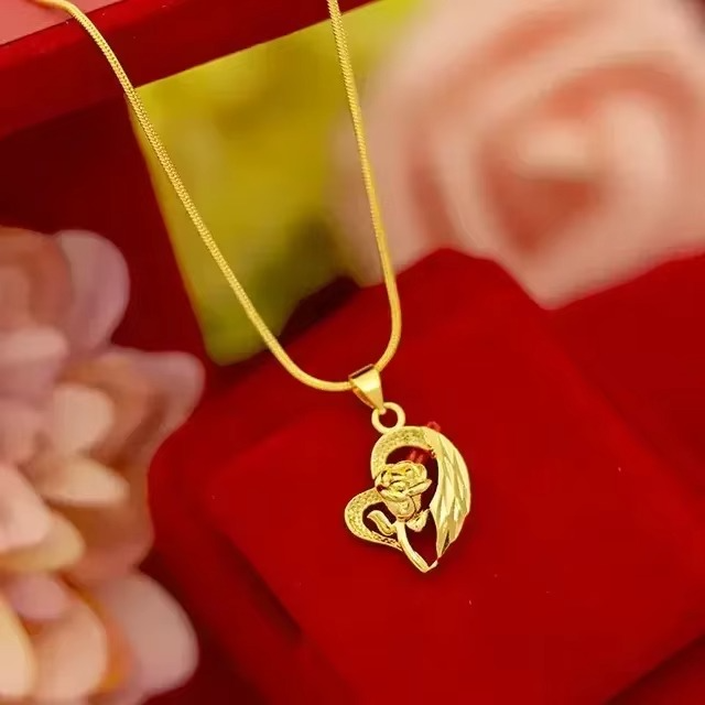 24K real gold Necklace Pendant Fashionable and Versatile 9999 Clavicle Chain AU750 Joyria Womens Neck Jewelry Free Shipping