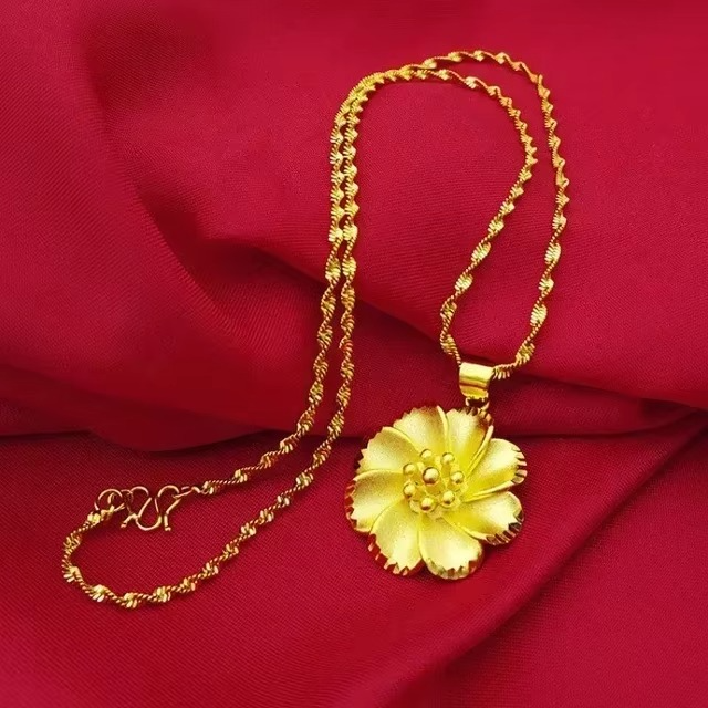 24K real gold Necklace Pendant Fashionable and Versatile 9999 Clavicle Chain AU750 Joyria Womens Neck Jewelry Free Shipping