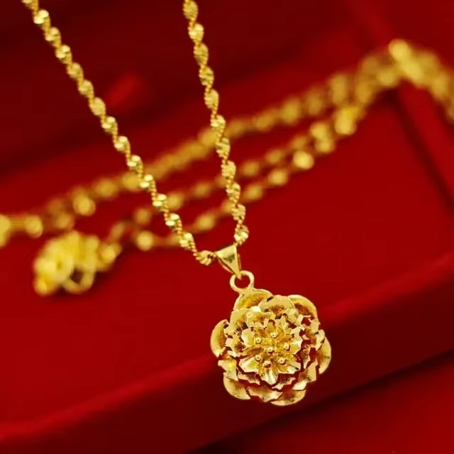 24K real gold Necklace Pendant Fashionable and Versatile 9999 Clavicle Chain AU750 Joyria Womens Neck Jewelry Free Shipping