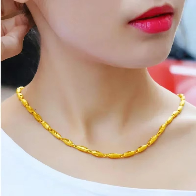 24K real gold Necklace Pendant Fashionable and Versatile 9999 Clavicle Chain AU750 Joyria Womens Neck Jewelry Free Shipping