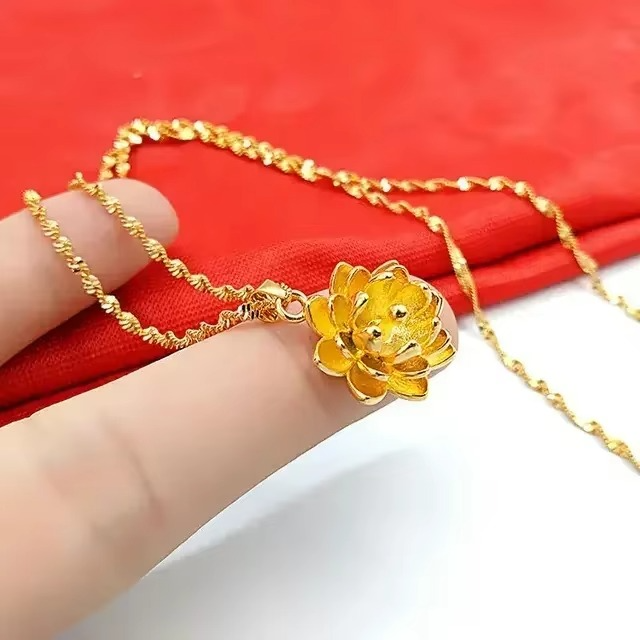 24K real gold Necklace Pendant Fashionable and Versatile 9999 Clavicle Chain AU750 Joyria Womens Neck Jewelry Free Shipping