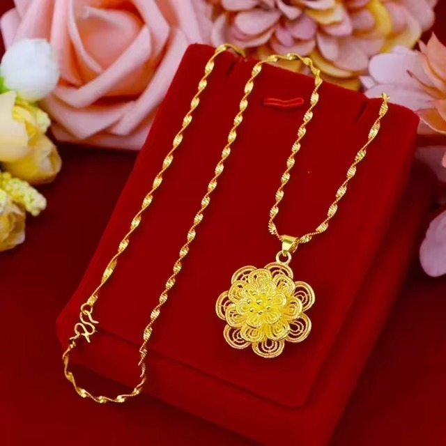 24K real gold Necklace Pendant Fashionable and Versatile 9999 Clavicle Chain AU750 Joyria Womens Neck Jewelry Free Shipping