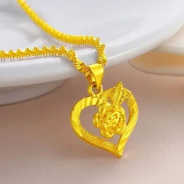 24K real gold Necklace Pendant Fashionable and Versatile 9999 Clavicle Chain AU750 Joyria Womens Neck Jewelry Free Shipping