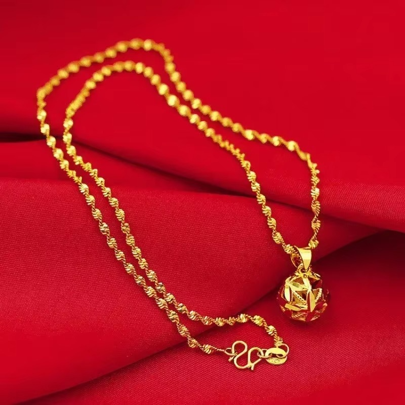 24K real gold Necklace Pendant Fashionable and Versatile 9999 Clavicle Chain AU750 Joyria Womens Neck Jewelry Free Shipping
