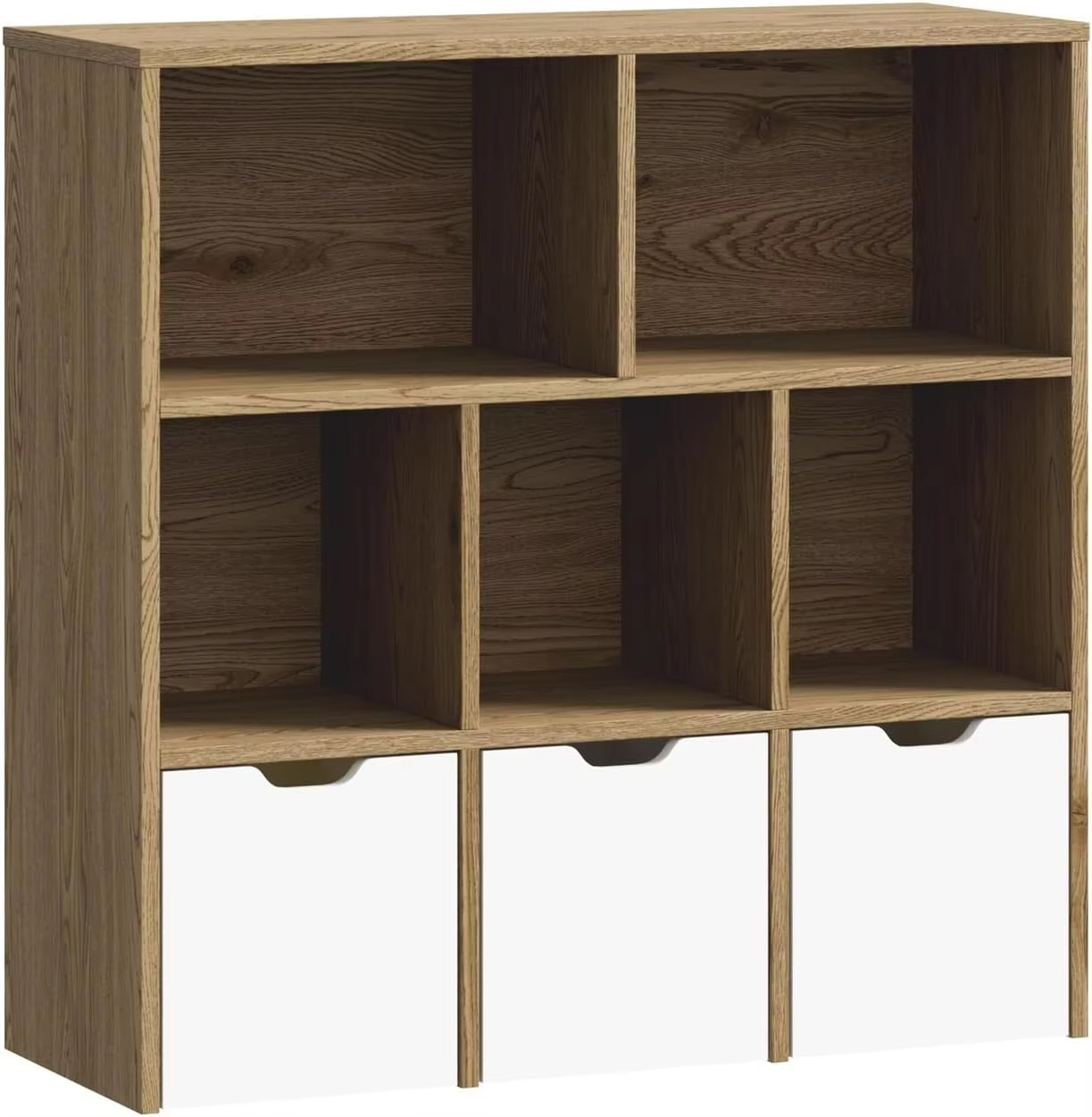 Kids Bookshelf Toy Organiser Cabinet with Removable Box Storage Natural