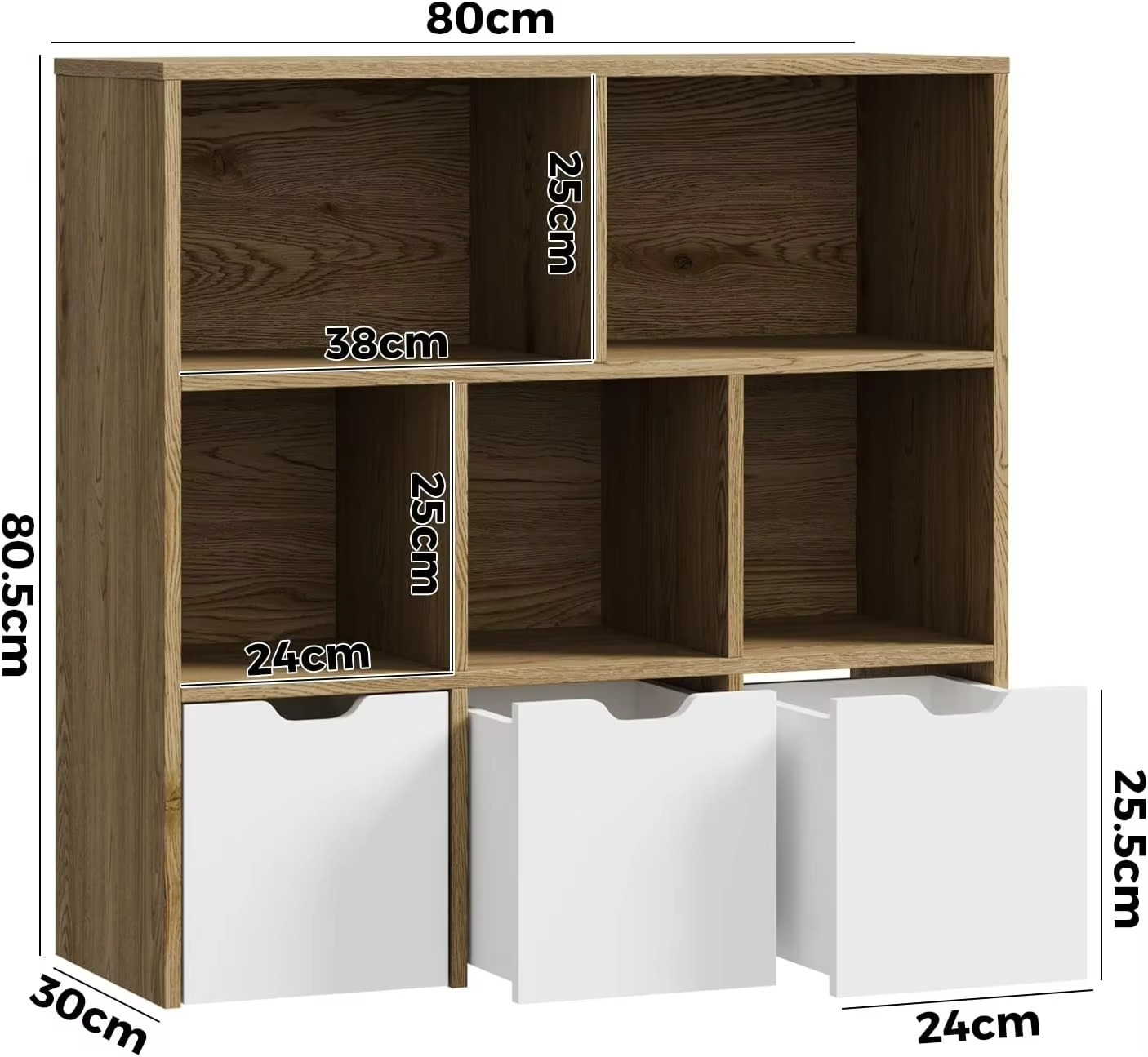 Kids Bookshelf Toy Organiser Cabinet with Removable Box Storage Natural
