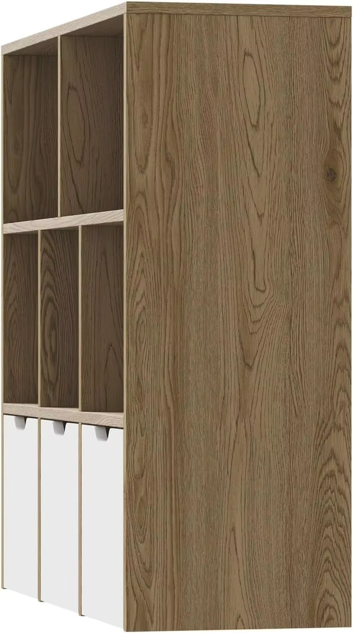 Kids Bookshelf Toy Organiser Cabinet with Removable Box Storage Natural