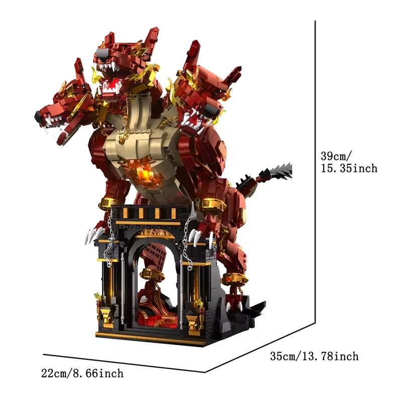 Cerberus of the Inferno building blocks hell three headed dog model Decorative ornaments Moc bricks set for adult Puzzle Toy