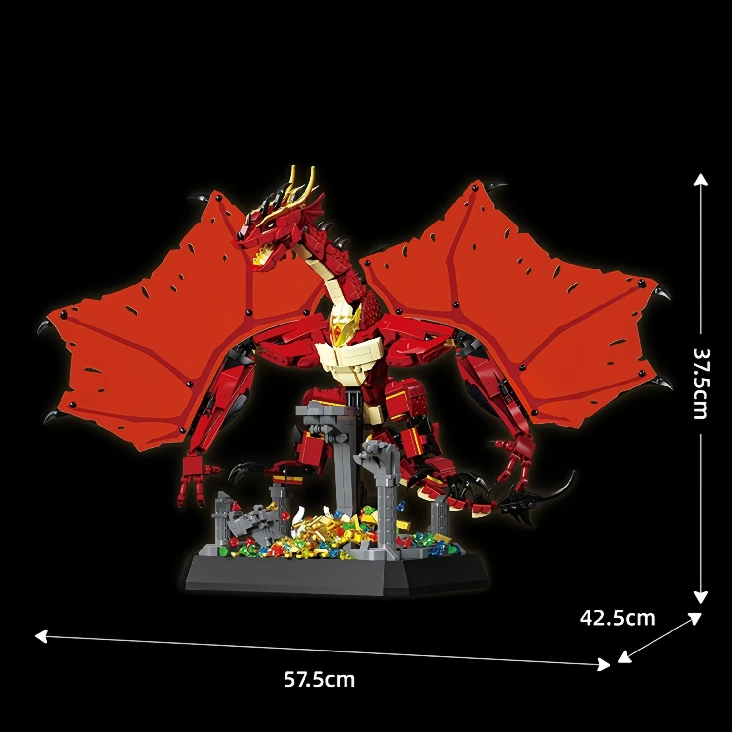 1736PCS 2025 New Creative MOC Technical Fire Dragon Magic Dark Smaug Game Movie Building Block Model Toys Gift for Kids Adults