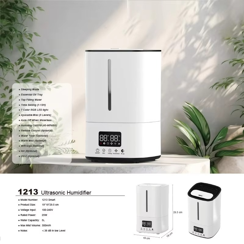 5L Humidifier With Air Purifier Top Fill Water Tank No Leak Cool Mist Humidifier With Filter Humidifier For Dry Skin And Allergi