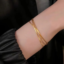 24K yellow gold 9999 real gold snake bone chain necklace simple temperament clavicle chain Gift for Valentine's Day