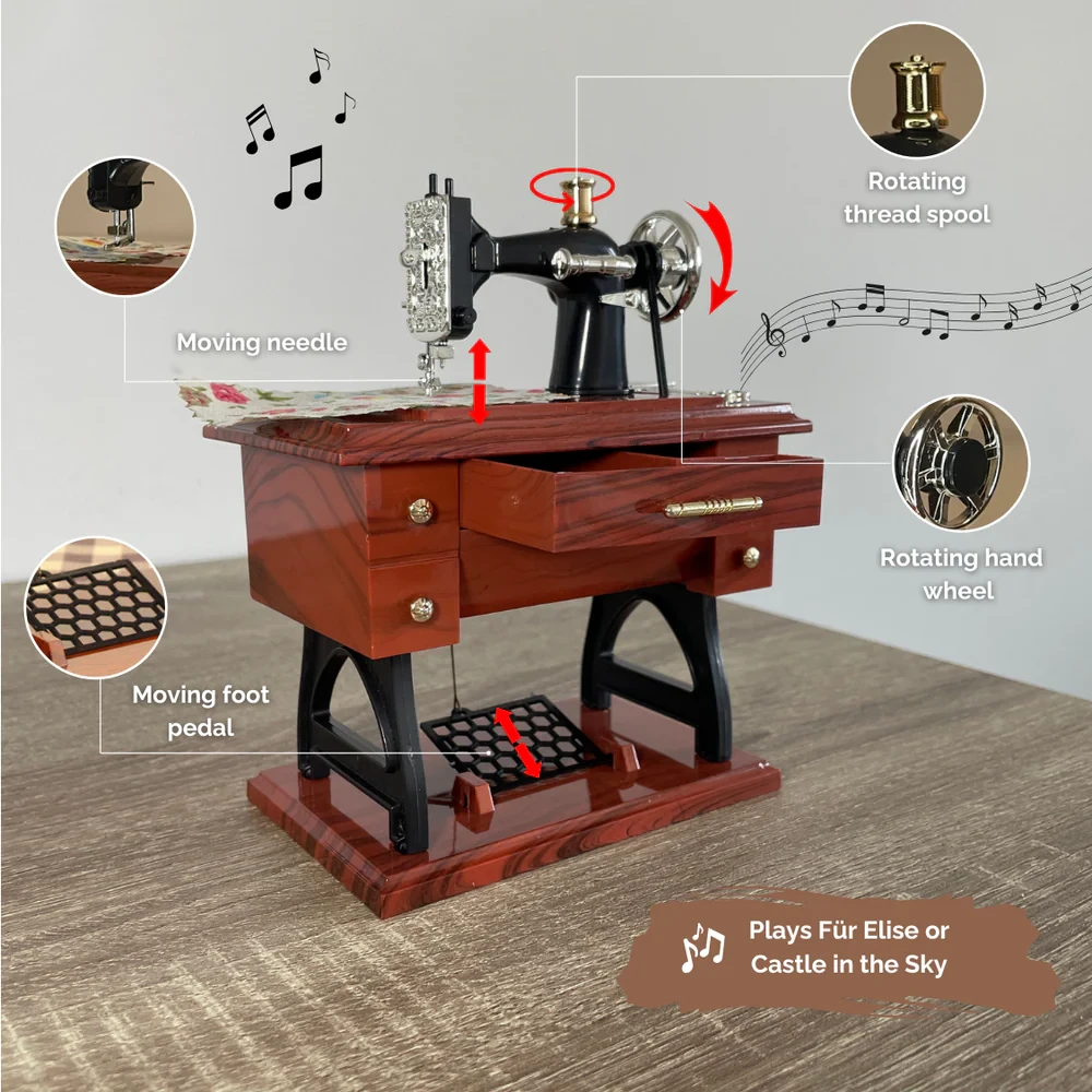 Sewing Machine-Shaped Music Box