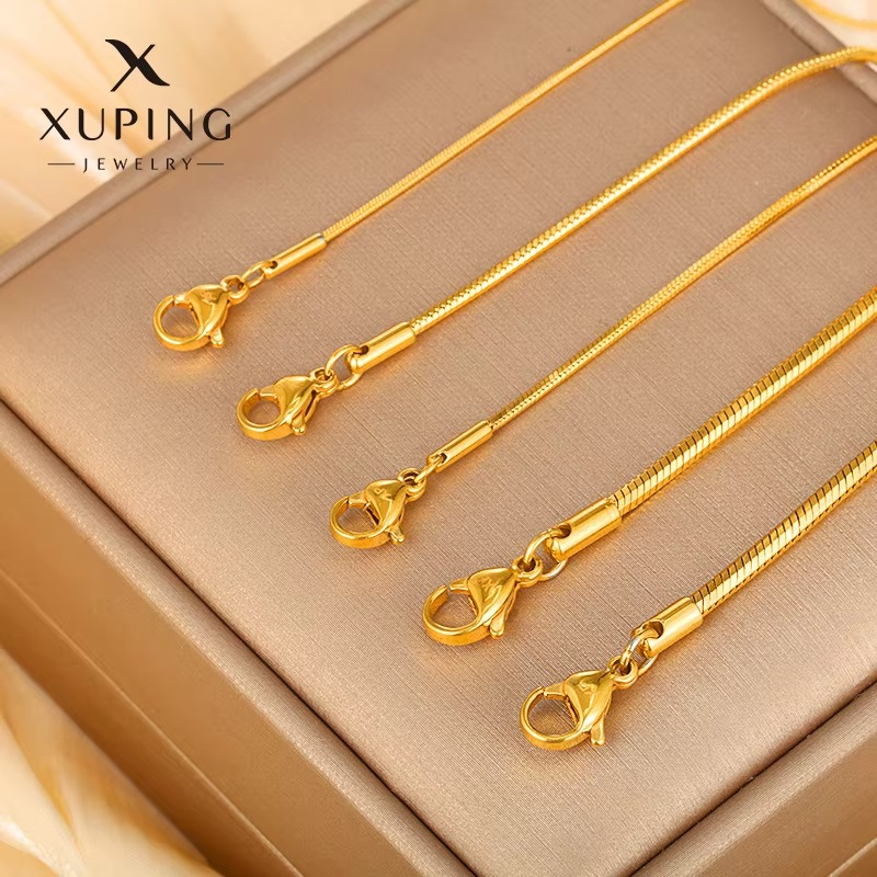 Luxury 24K 9999 Pure Gold real gold Snake Bone Chain Necklace Women Simple All-match Pendant Clavicle Chain