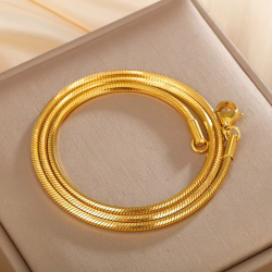 Luxury 24K 9999 Pure Gold real gold Snake Bone Chain Necklace Women Simple All-match Pendant Clavicle Chain