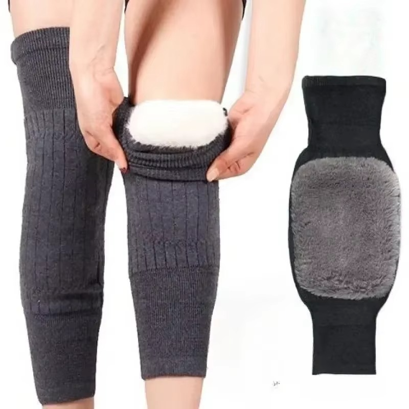 Knee-skin Fur Knee Pads Winter Warm Thickening Long Men and Women Leggings Motorcycle
