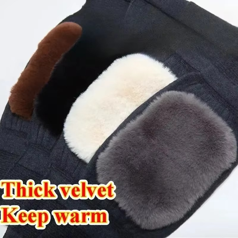 Knee-skin Fur Knee Pads Winter Warm Thickening Long Men and Women Leggings Motorcycle