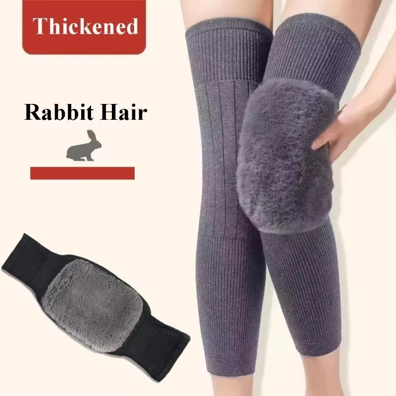 Knee-skin Fur Knee Pads Winter Warm Thickening Long Men and Women Leggings Motorcycle