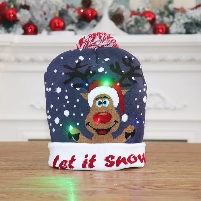 Gift Finds® Christmas LED Light Knitted Beanies