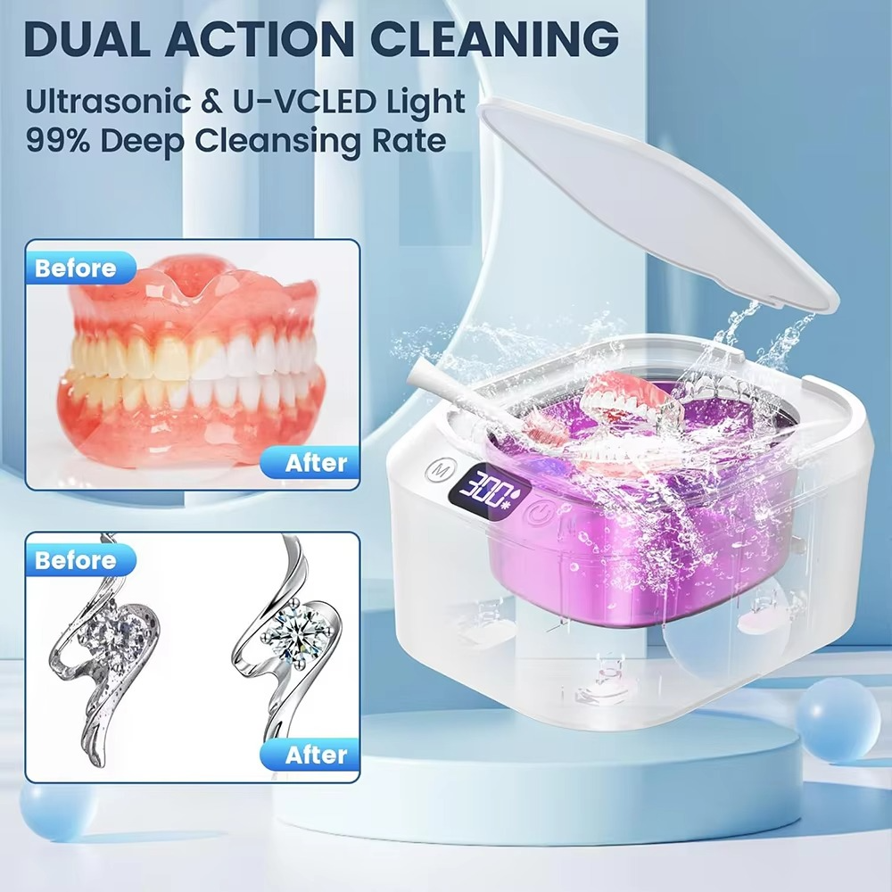 KUNPHY Ultrasonic Cleaning Machine Special Braces Cleaning Household Jewelry Cleaning Machine 46kHz Rechargeable Cleaner 220ML