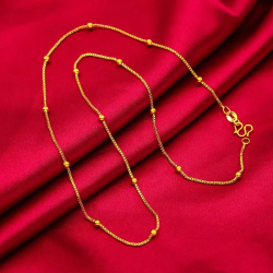 24K real gold 9999 yellow gold Girl's Clavicle Chain Necklace