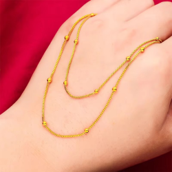 24K real gold 9999 yellow gold Girl's Clavicle Chain Necklace