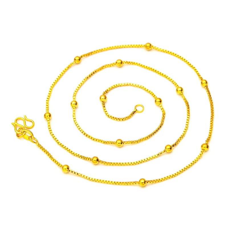24K real gold 9999 yellow gold Girl's Clavicle Chain Necklace