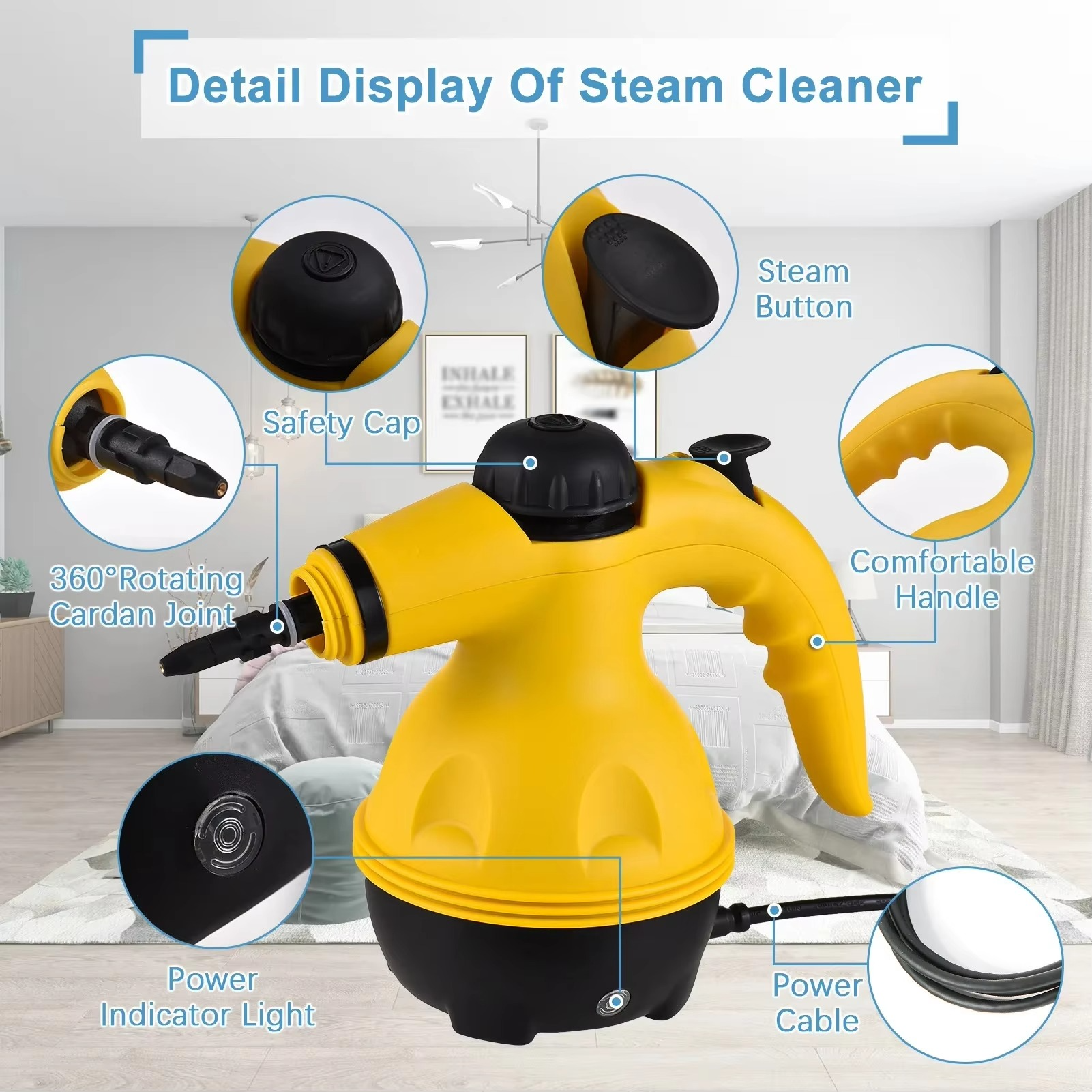 Portable Hand-held High Temperature Steam Cleaner 1050W High Temperature Steam Cleaner Suitable for Kitchen Bathroom