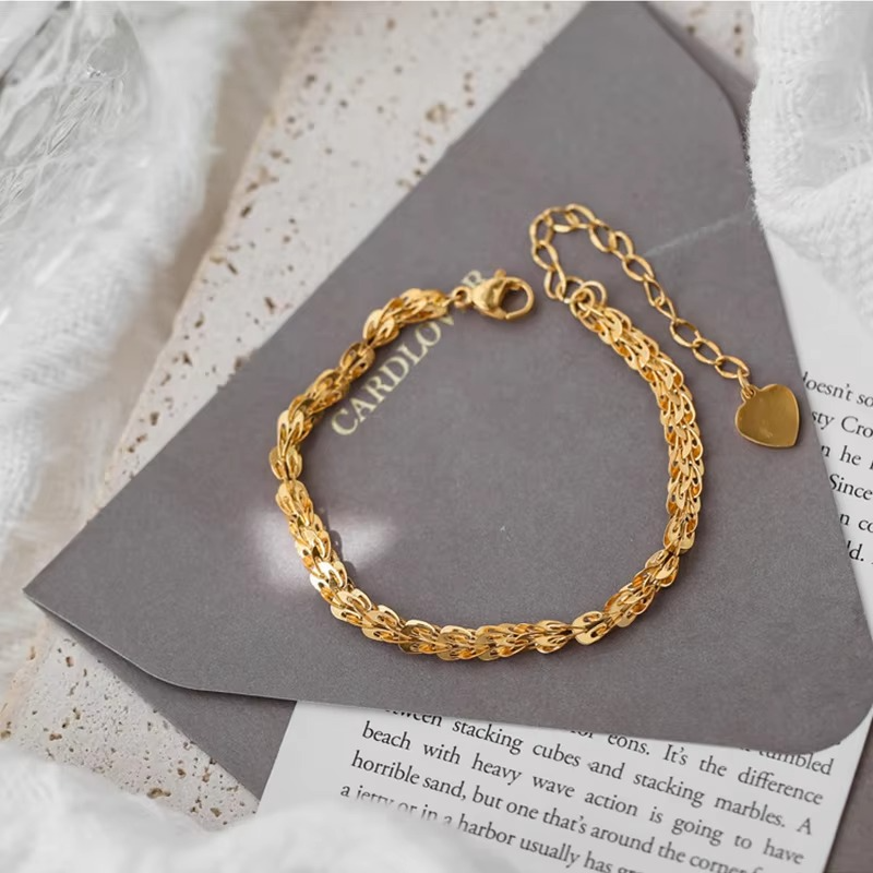 Luxury 24K 9999 Pure Gold Fengwei Love Women's Bracelet Light Luxury Women's Bracelet