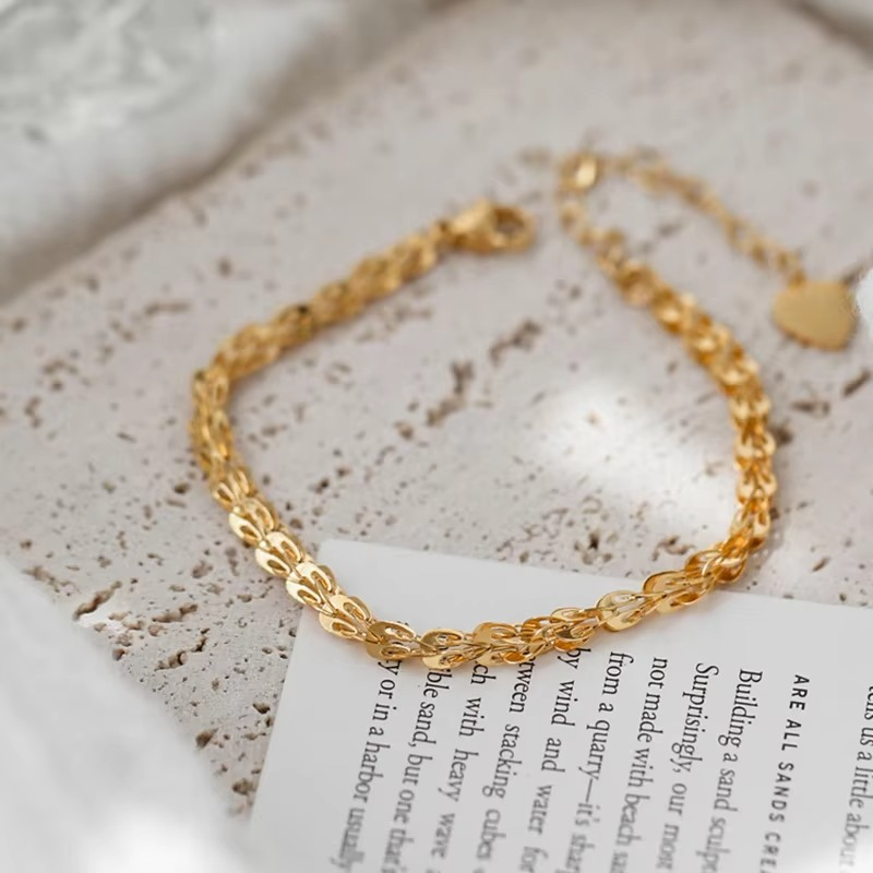 Luxury 24K 9999 Pure Gold Fengwei Love Women's Bracelet Light Luxury Women's Bracelet