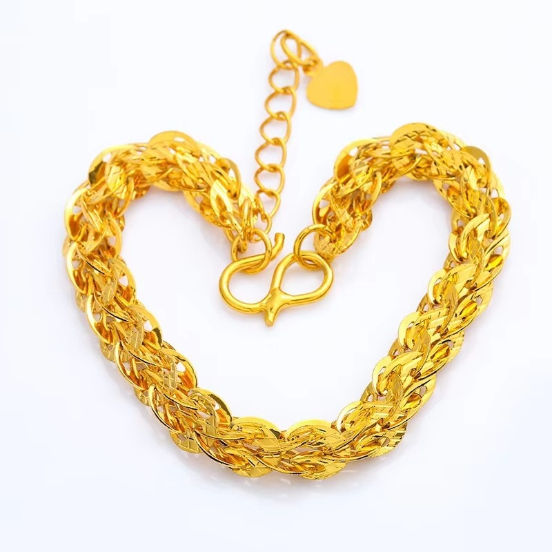 Luxury 24K 9999 Pure Gold Fengwei Love Women's Bracelet Light Luxury Women's Bracelet