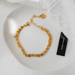 Luxury 24K 9999 Pure Gold Fengwei Love Women's Bracelet Light Luxury Women's Bracelet