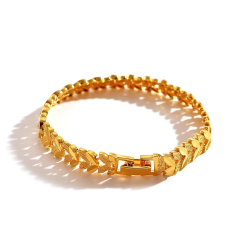 AU999 gold bracelet watch button women's watch chain European and American fashion simple 24K real gold wrist chain jewelry